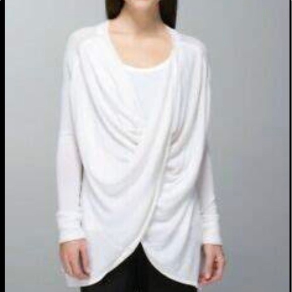 lululemon athletica Sweaters - Lulu lemon White twist‎ & wrap Knit sweater size 4